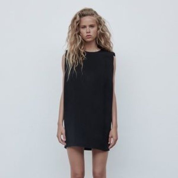 ZARA Shoulder Pad Mini Shift Dress - Picture 1 of 7